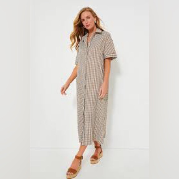 brown gingham seersucker zacara dress Pomander Place | Dresses | Pomander Place Tuckernuck Xl SIZE:18 Fresh and charming sleeve_set-in What Color of Jewelry